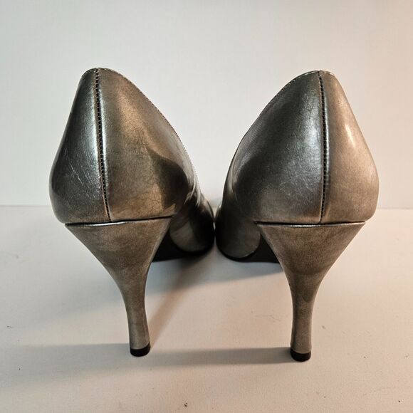 Rampage Size 7.5 Mystic Silver Peep Square Toe Stiletto Heels - Picture 5 of 7